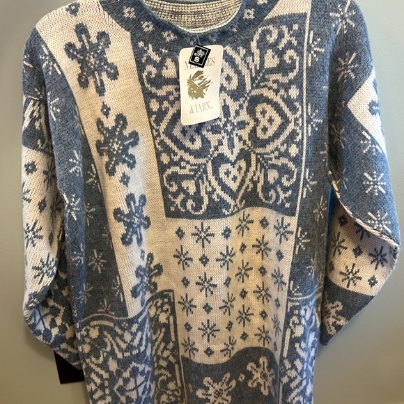Blue and White Snowflake Winter Sweater - Picture 2 of 4